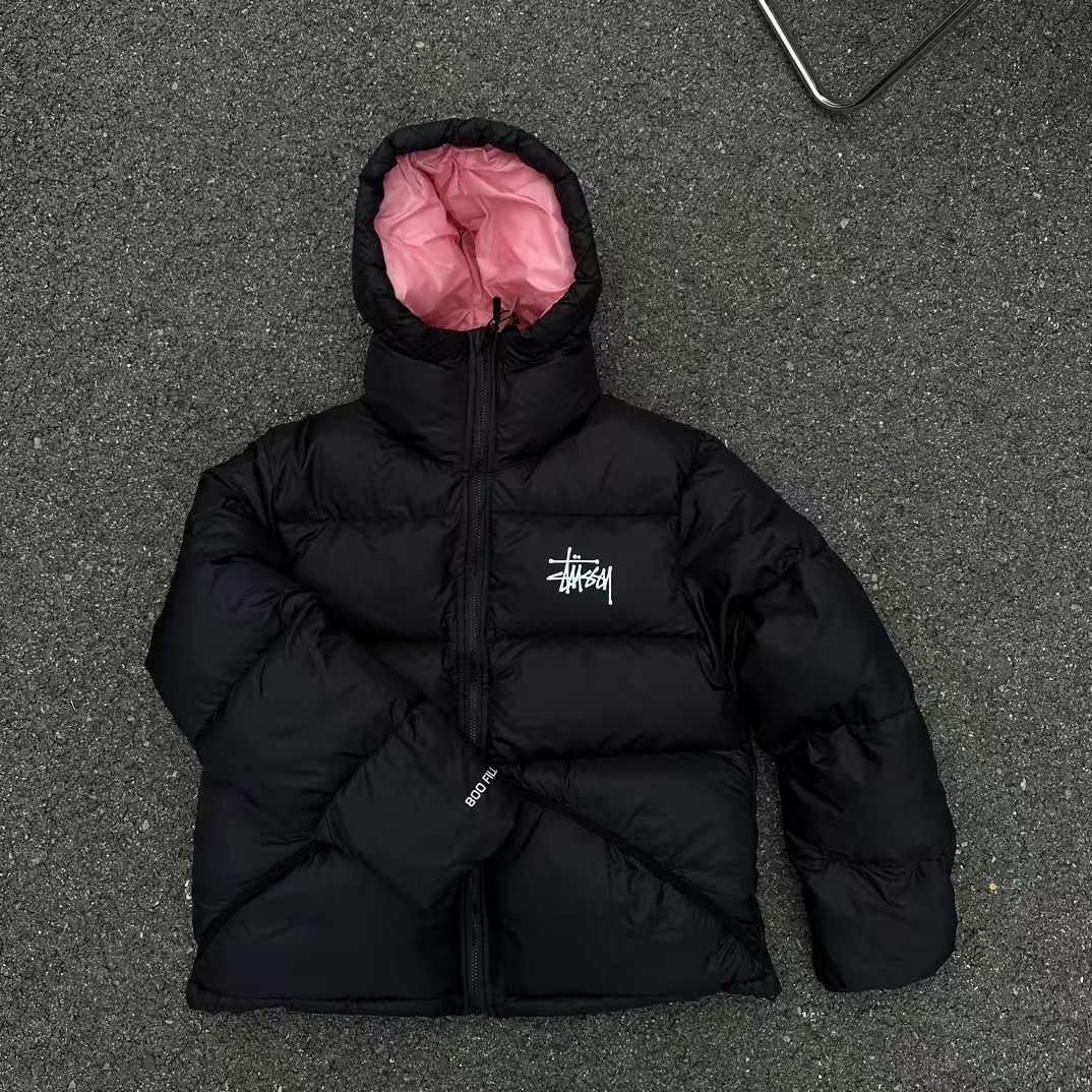 工厂直供冬季新款美版Stussy斯图西棉服外贸男女情侣美式连帽加厚
