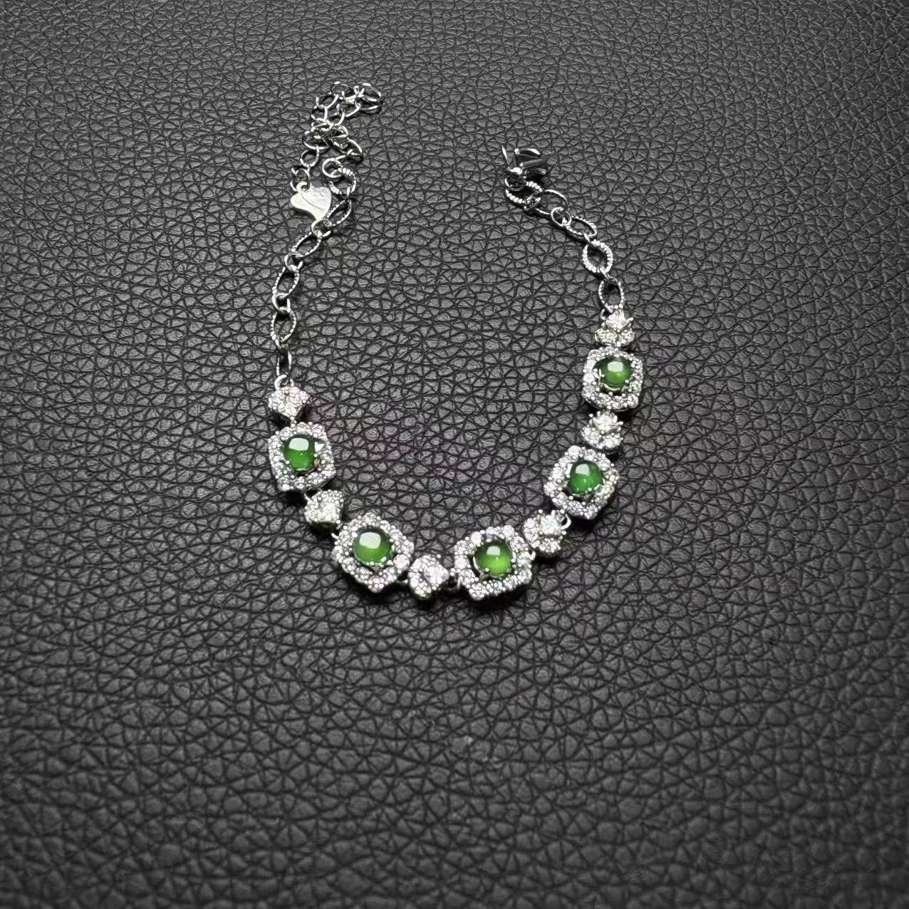 瑕疵处理天然A货翡翠阳绿手链-fc033-多样性发一