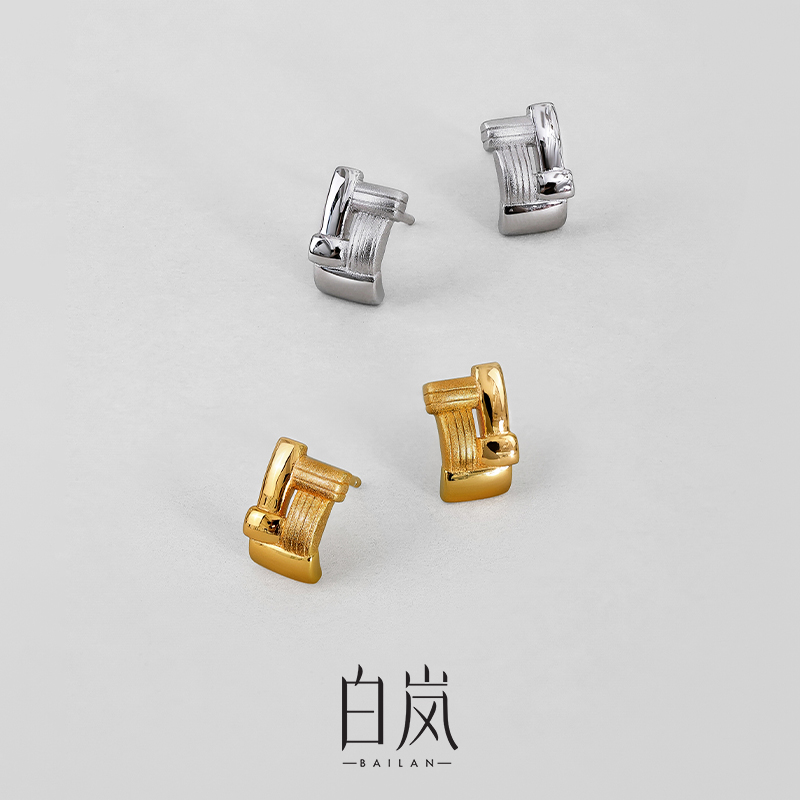 925银耳饰 白岚竹编耳钉耳饰精致小巧气质轻奢小众饰品女ED4648