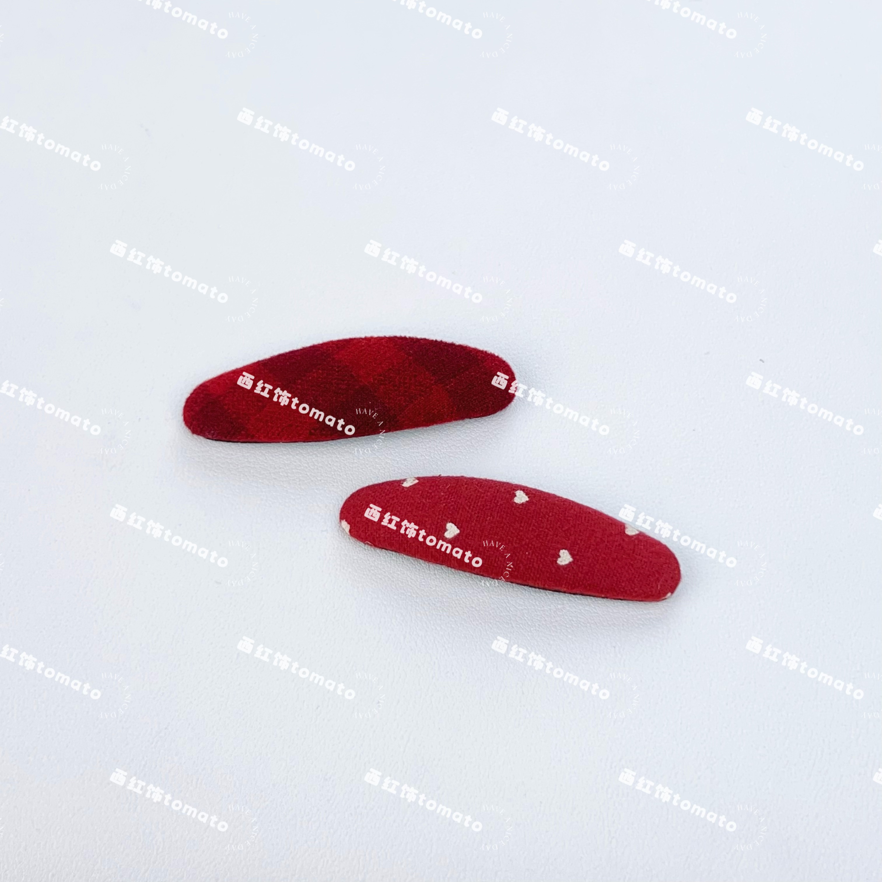 西红饰TOMATO韩国东大门经典红色撞色侧边BB夹一对
