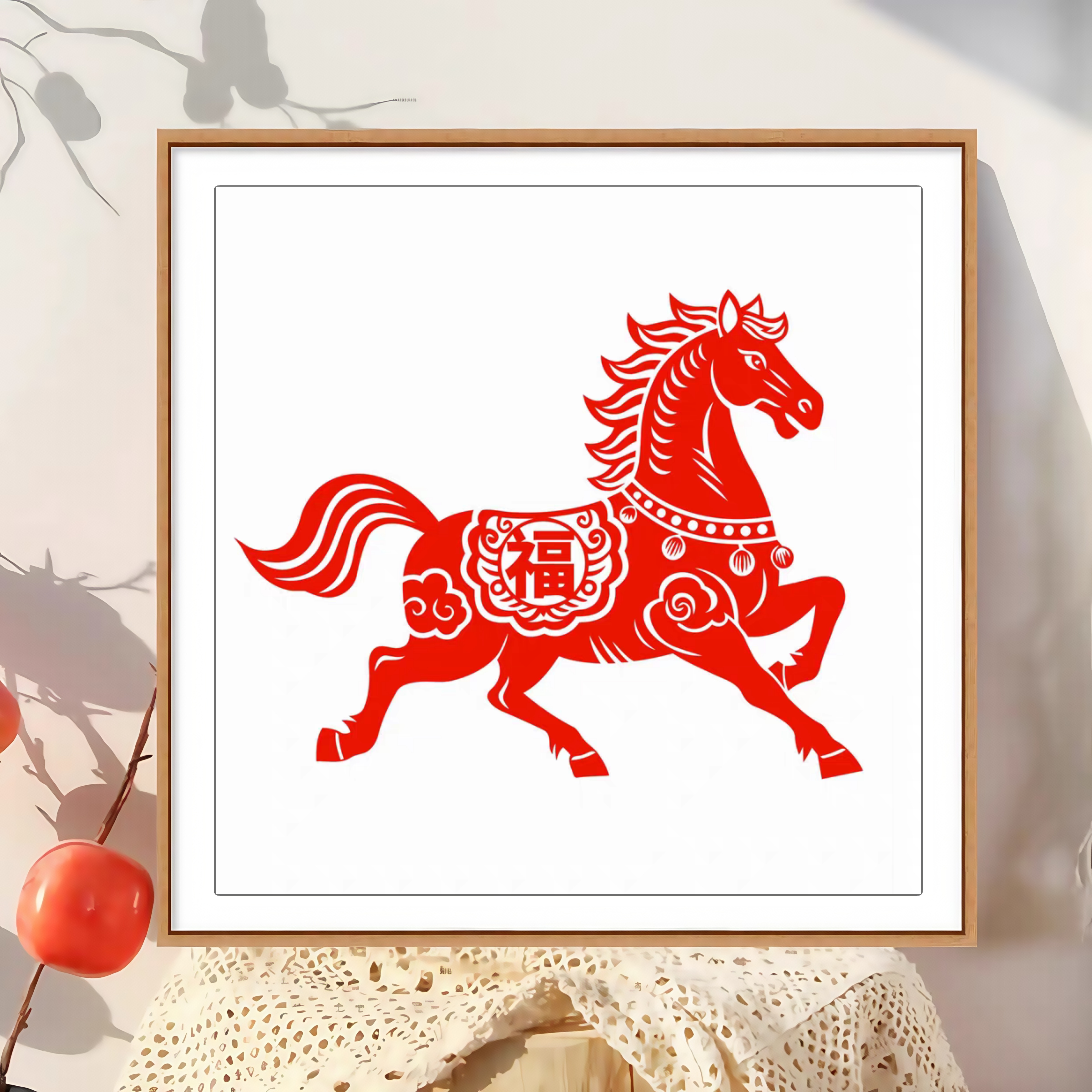 【针情针艺定制1色】马上有福十字绣2025新款马年剪纸好绣非满绣