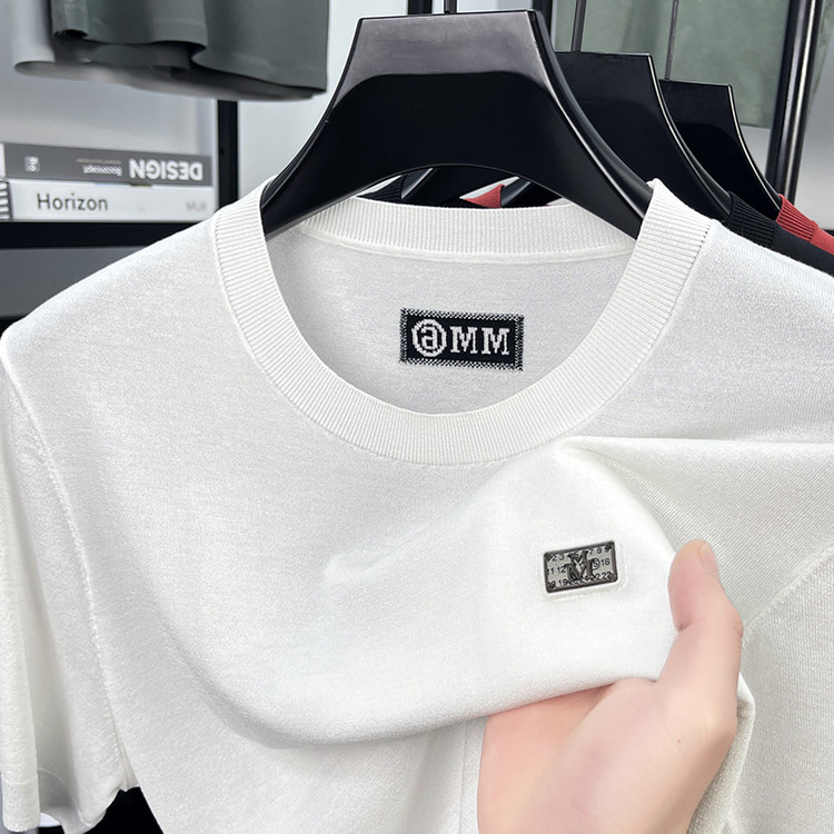 冰丝伊力特短袖打底衫圆领纯色休闲T恤夏季宽松半袖男士宽松型