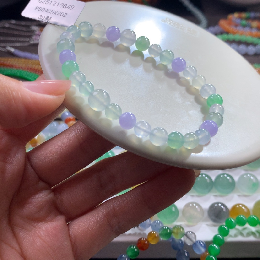 翡翠未镶嵌手链！闭眼拍！仅此一条！巨漏，高货同料多宝卡5.5-7.8