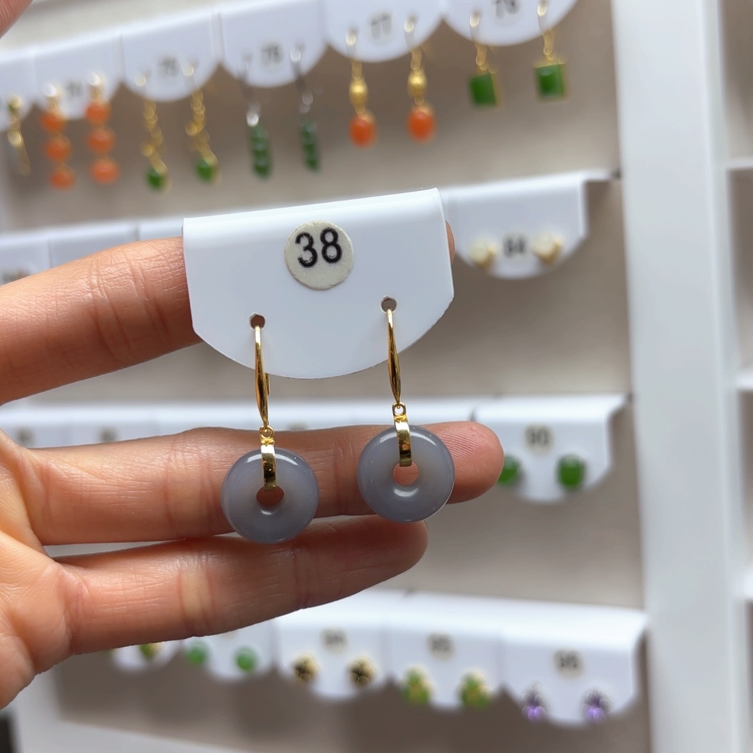 和田玉耳饰银S925镶嵌2