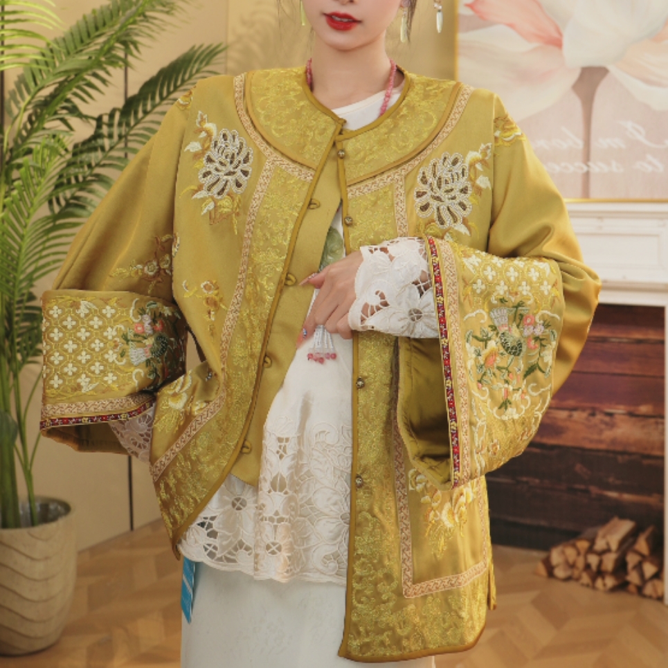 金枝玉叶/新中式春季新款重工织锦刺绣上衣开衫2025A7750源源