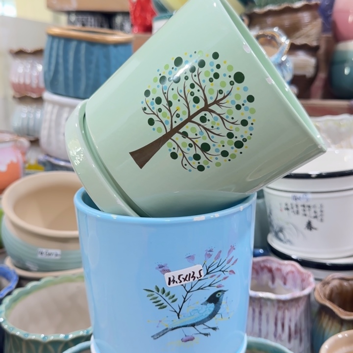 凑9块包邮，有孔，陶瓷花盆