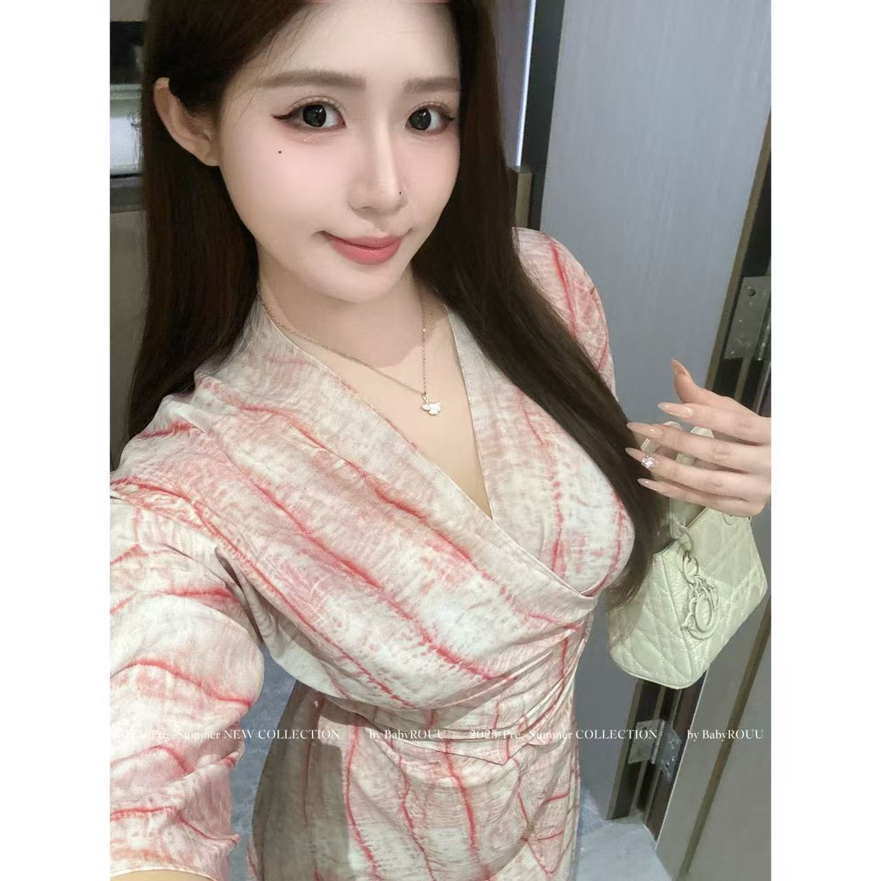 ZJ品770899【粉晶仲夏】清冷法式优雅气质收腰显瘦设计感连衣裙