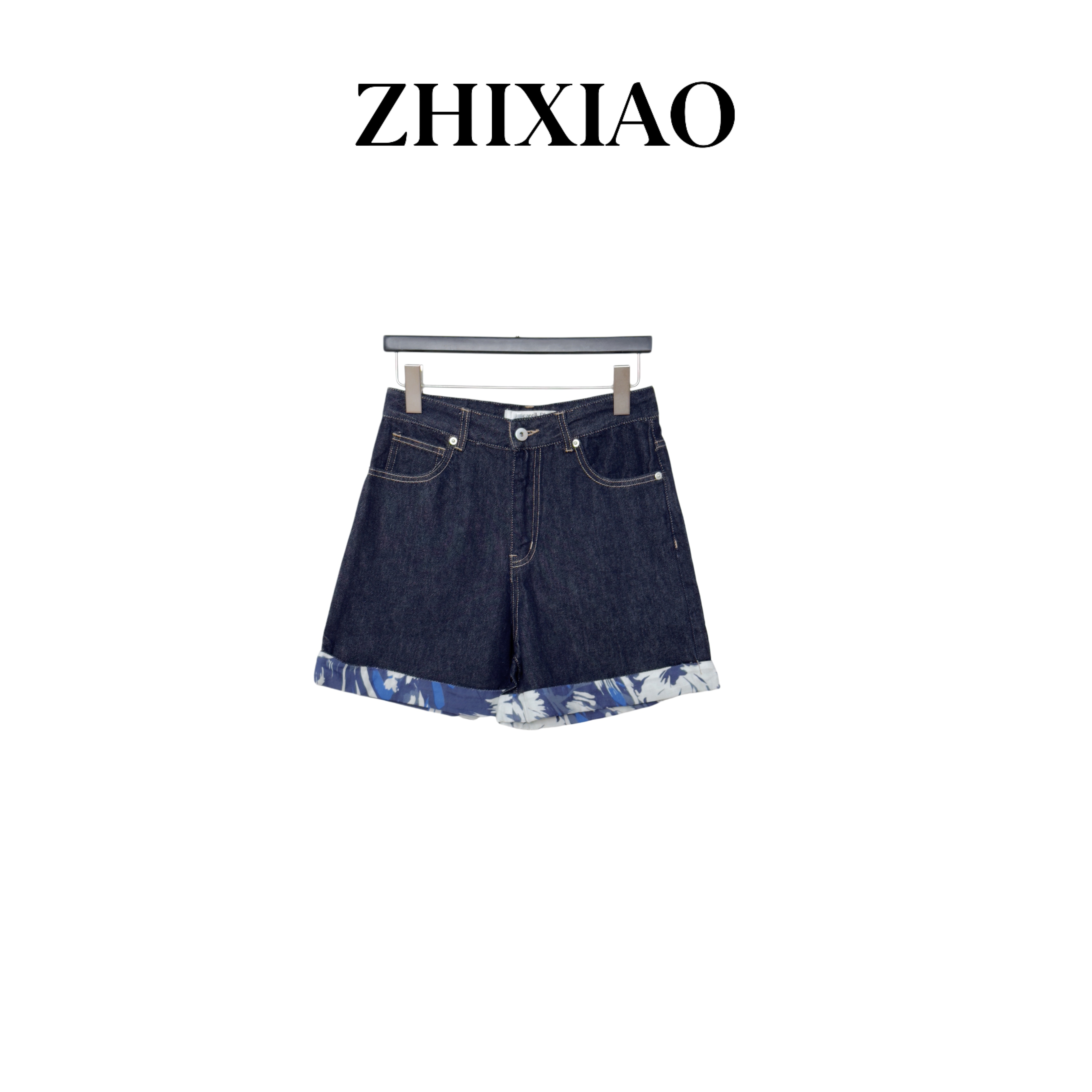 【ZHIXIAO】夏季新款：折脚牛仔短裤0827