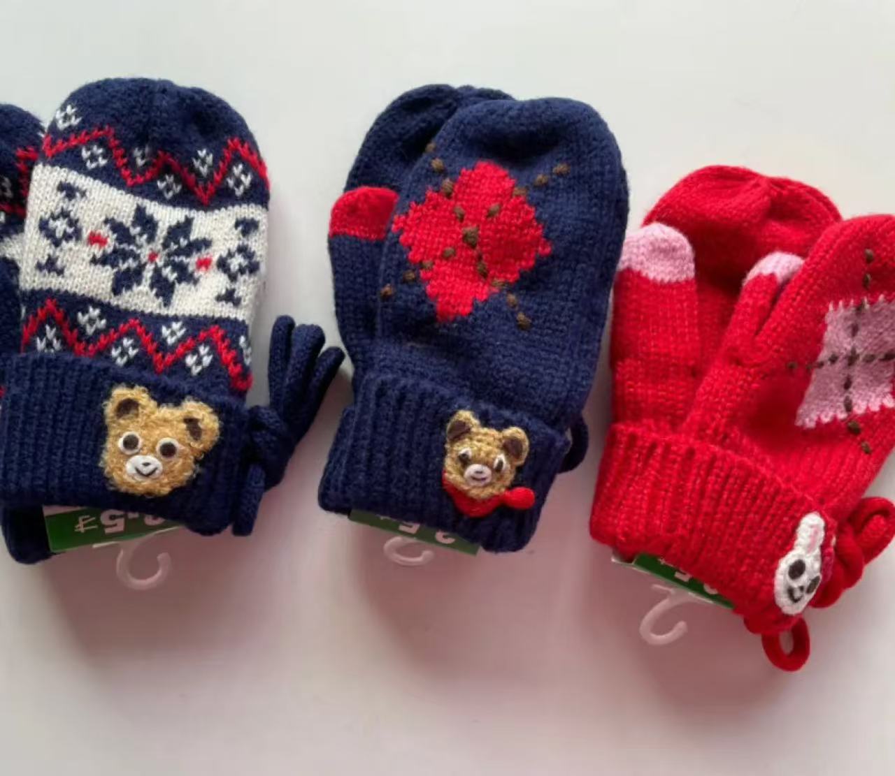 【25冬儿童手套】日系男女儿童冬季保暖手套 宝宝挂脖手套