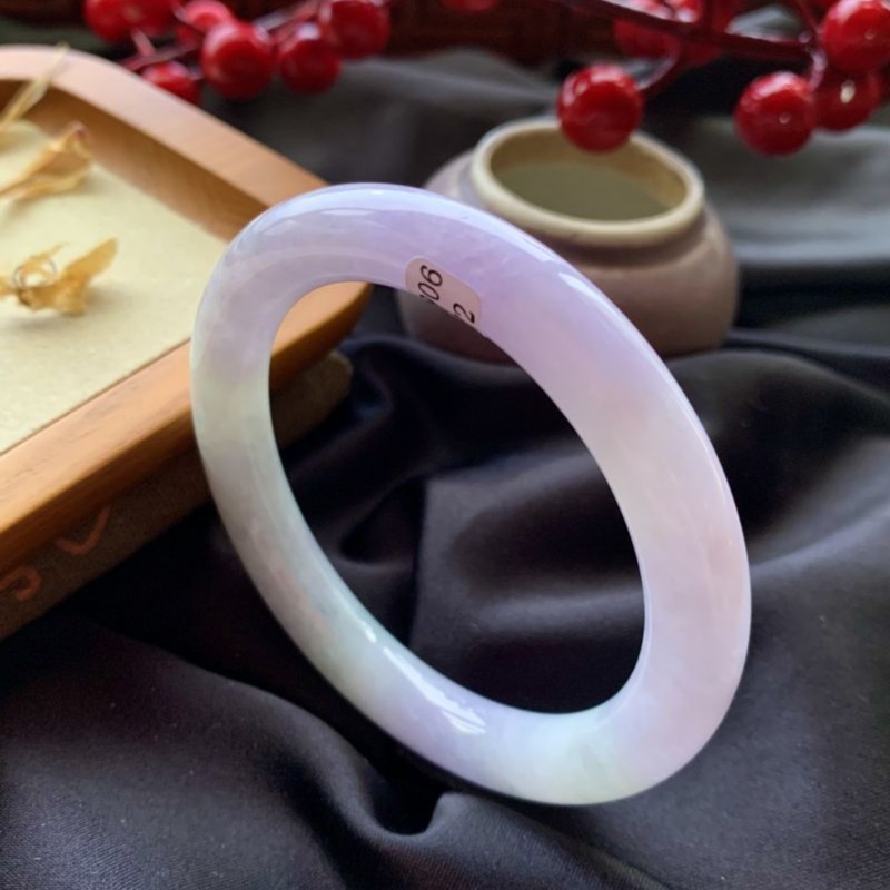 春彩圆条翡翠手镯圈口5657编号2872