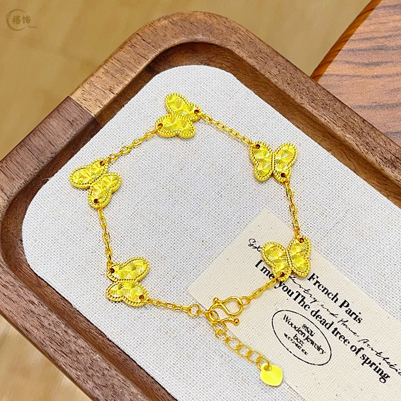 合金手链 金店同款爆闪满天星五花蝴蝶手链镭射手饰轻奢送女友