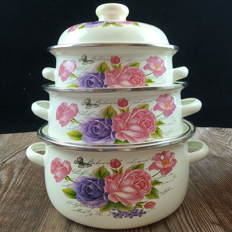 浪漫之都搪瓷锅三件套16-18-20