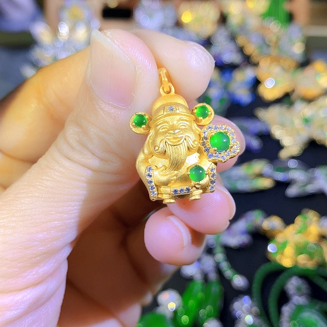 吊坠(不含链)银S925镶嵌翡翠