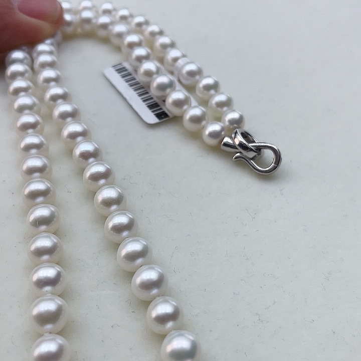 淡水珍珠颈饰银S925镶嵌卡7极光冷白高品