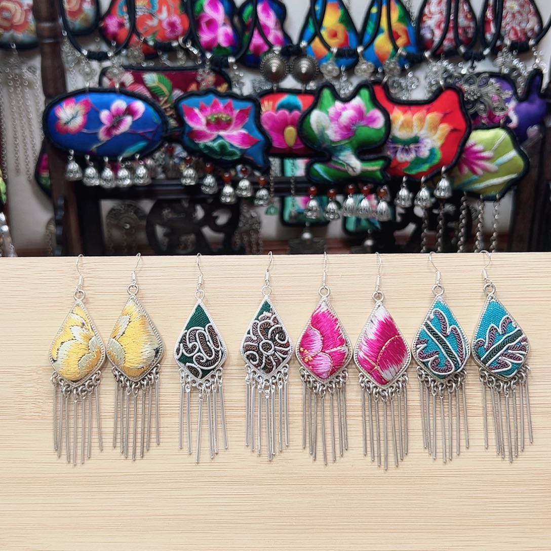 核桃手串/手链刺绣耳环