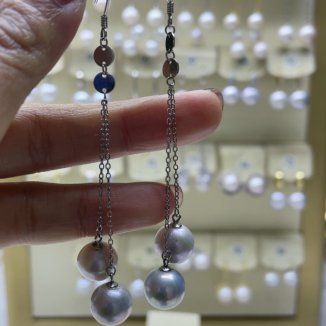 淡水珍珠耳饰银S925镶嵌