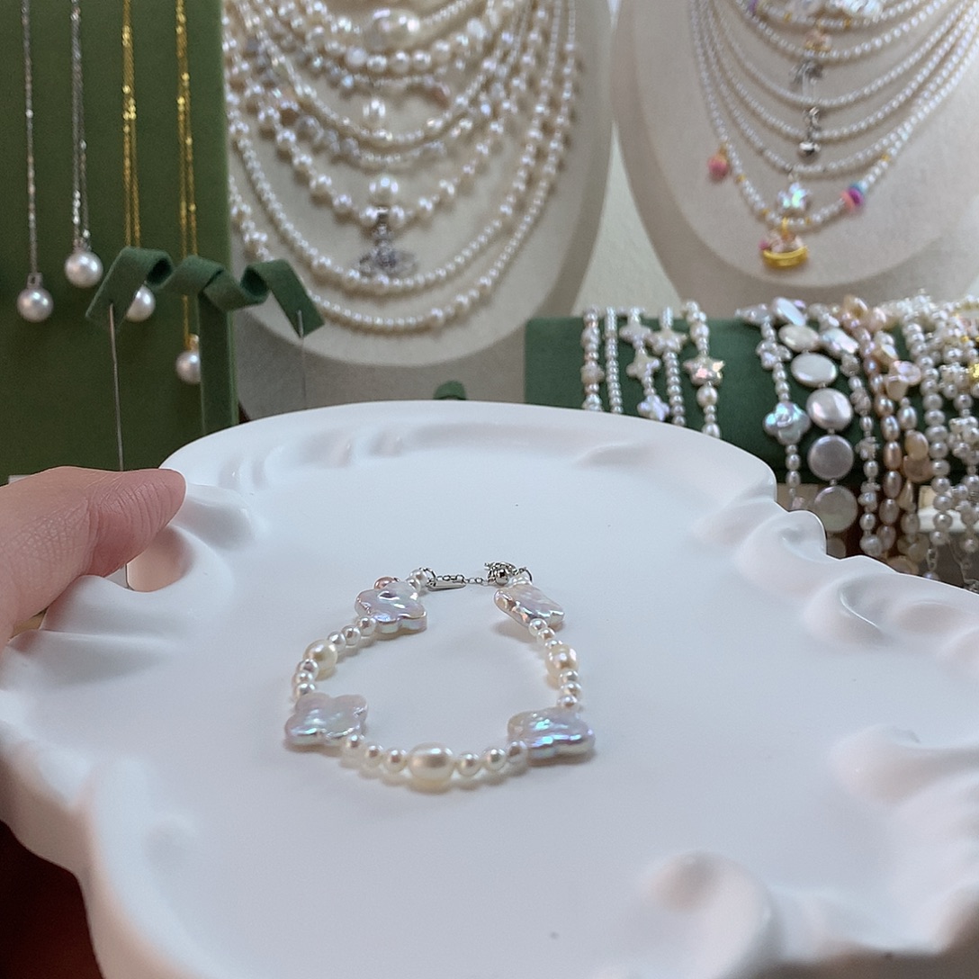淡水珍珠银S925镶嵌手绳