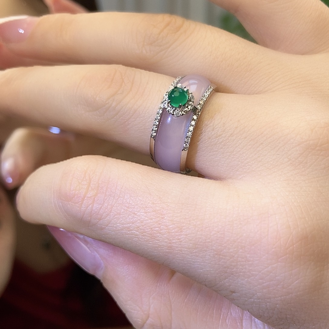 玛瑙/玉髓戒指银S925镶嵌