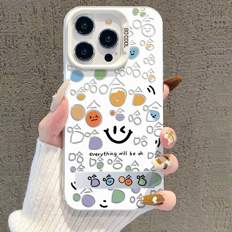 镂空哈哈图案适用多品牌手机的高级感手机壳创意可爱