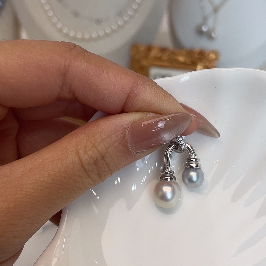 银S925镶嵌海水珍珠吊坠(不含链)