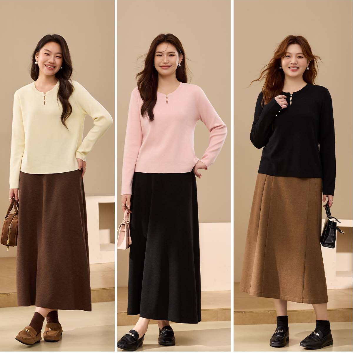 【优雅别致针织衫】纤莉秀大码女装镂空领口设计感时尚洋气QK3614