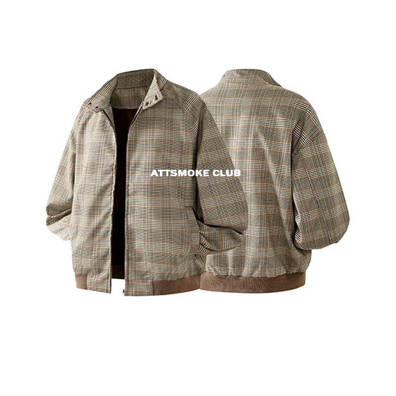 【线上商店】老钱风高智感千鸟格哈灵顿夹克复古宽松休闲立领外套秋