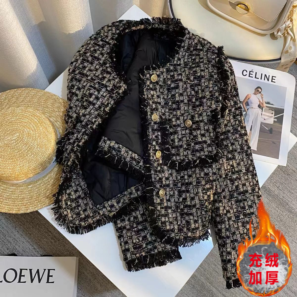 【当天发+运费险】充绒小个子加厚高级感小香风高端短款外套Q822