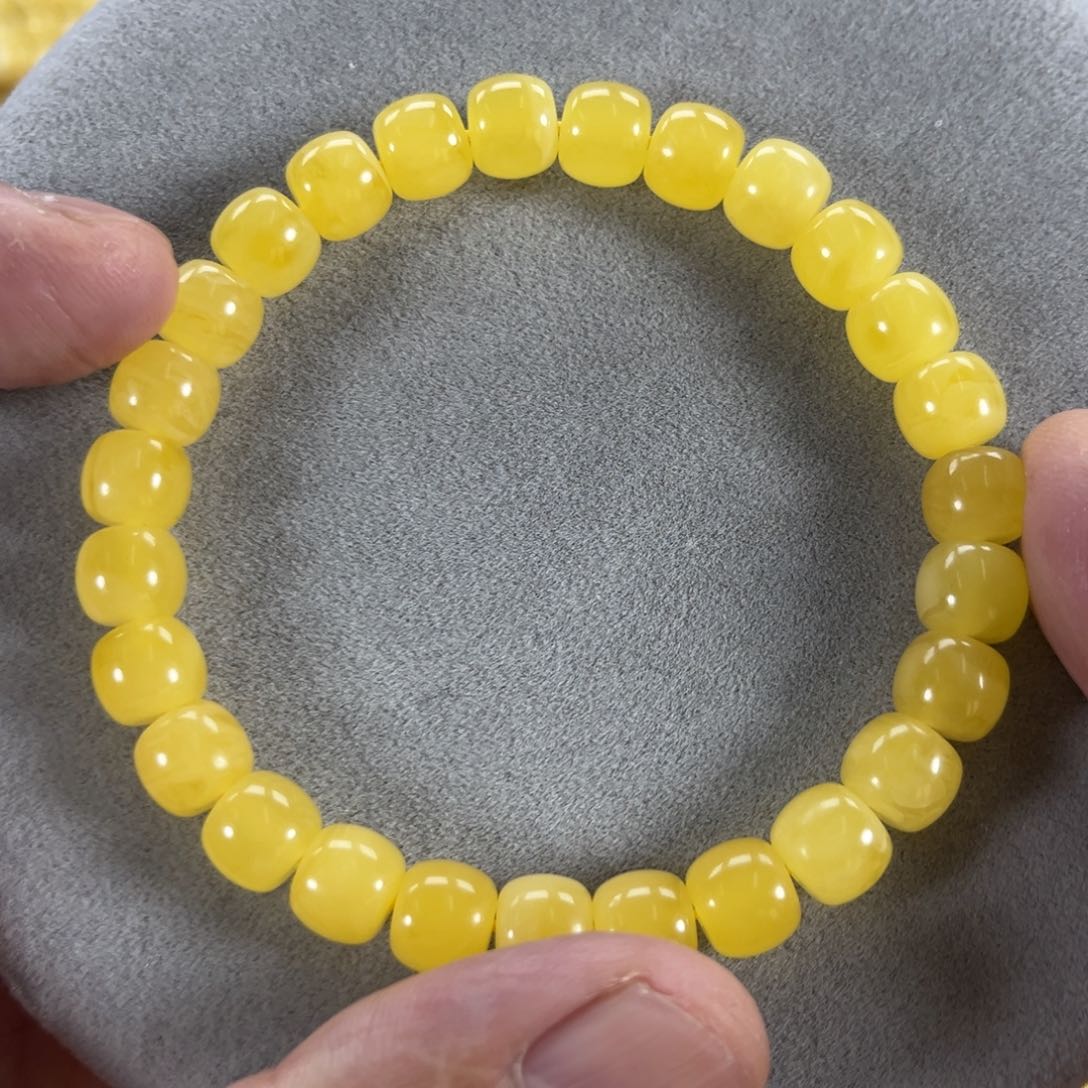 蜜蜡手串未镶嵌纯天然俄料鸡油黄