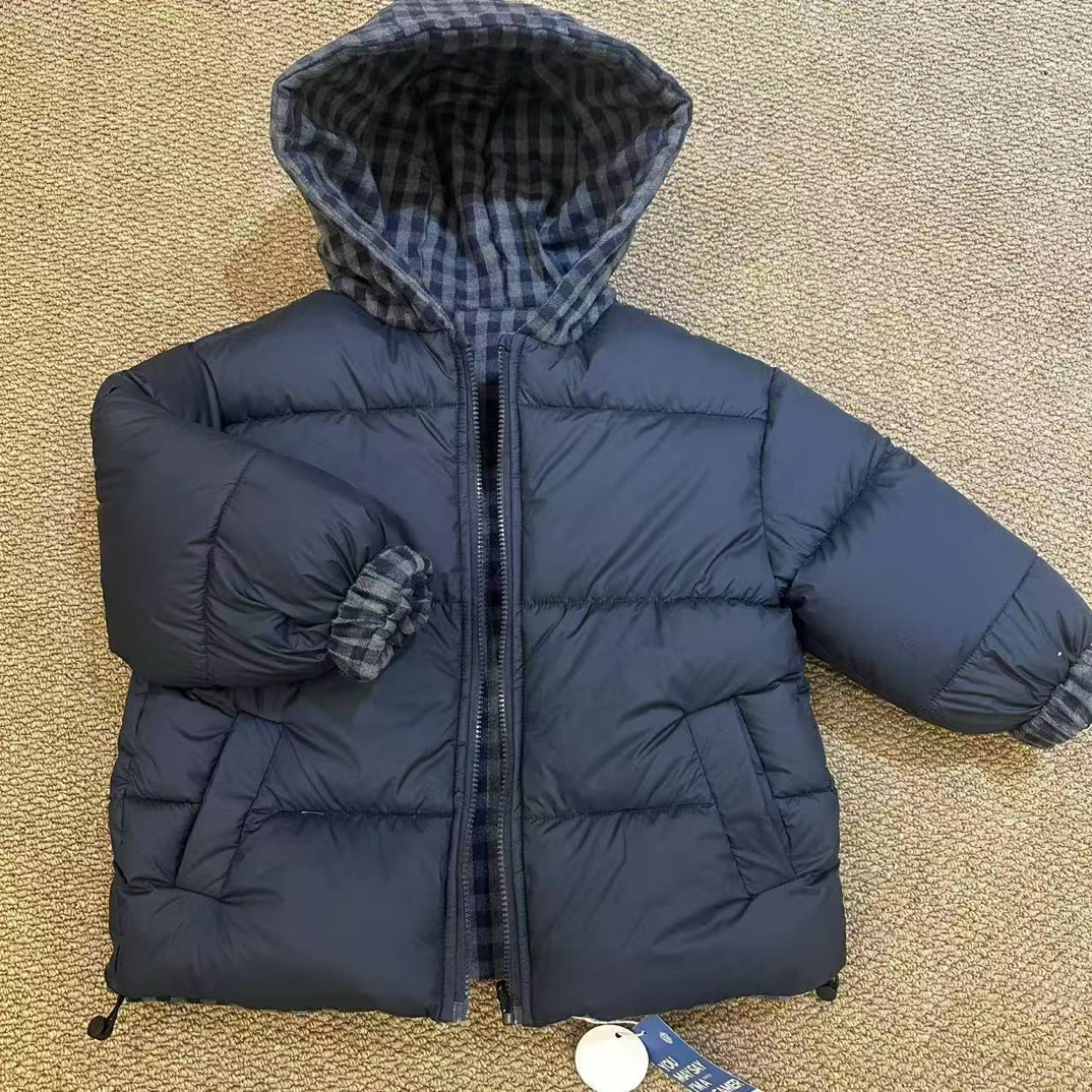 双面穿亲子款抗寒棉服深冬姐弟款儿童厚格子棉衣2025冬季新款188