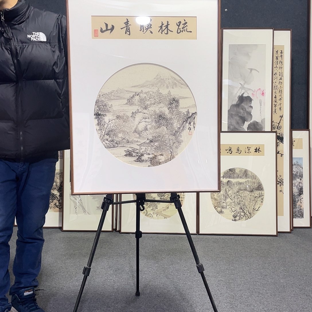 国画手绘画作品带框发