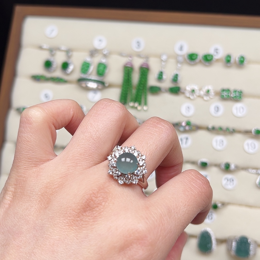 翡翠银S925镶嵌戒指10