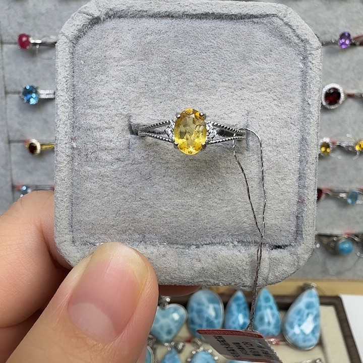 戒指银S925镶嵌水晶