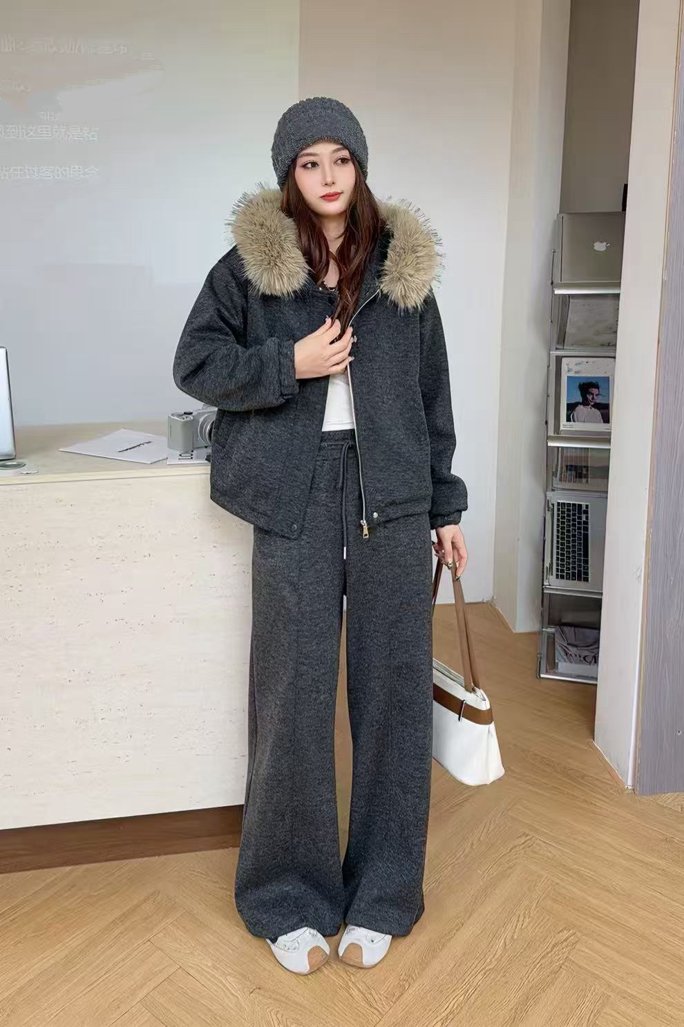 【8806】倩#连帽外套上衣+休闲裤【套装】