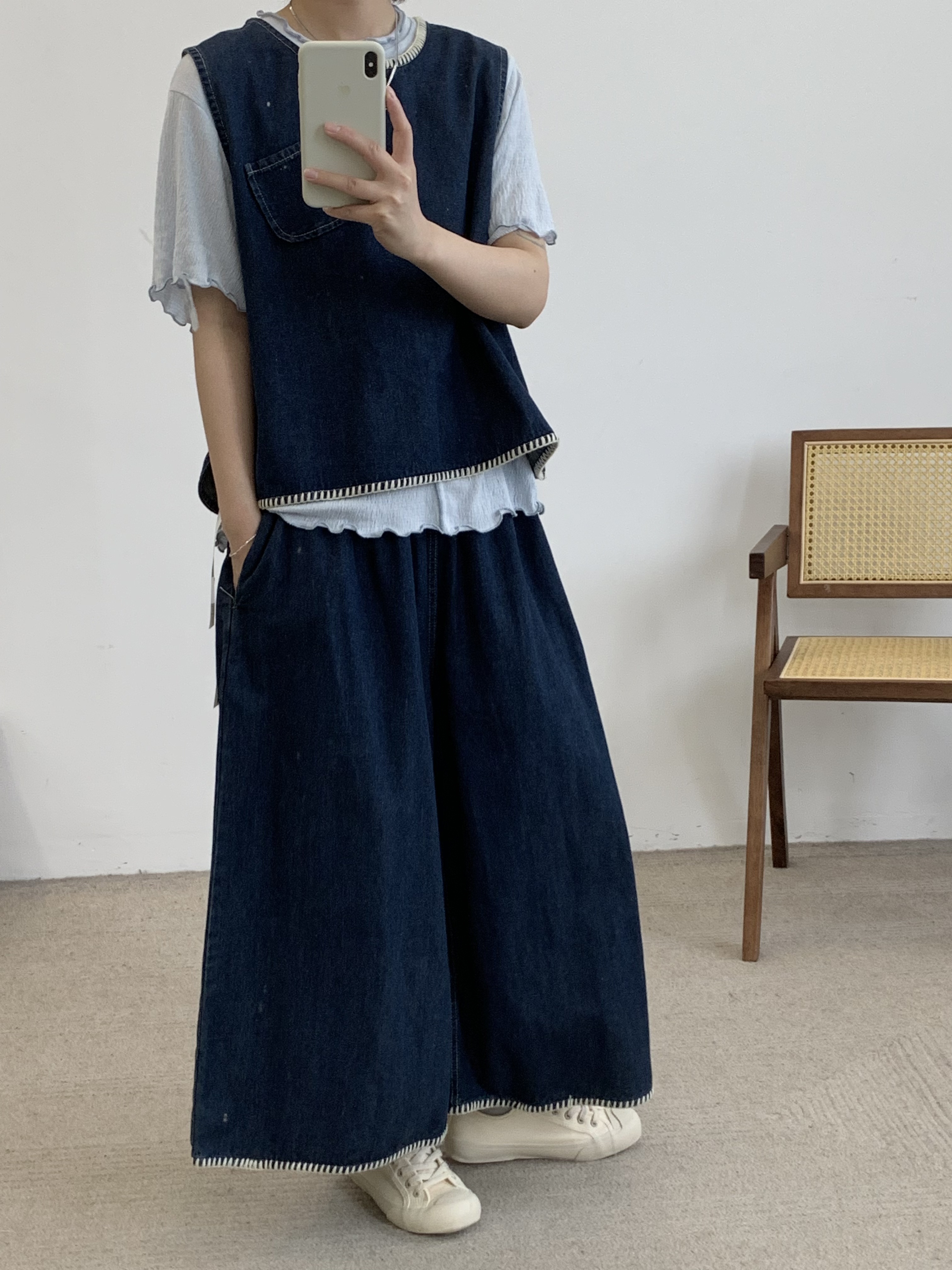 叨叨推荐款 JBJC#825089#刺绣牛仔八分裤 X