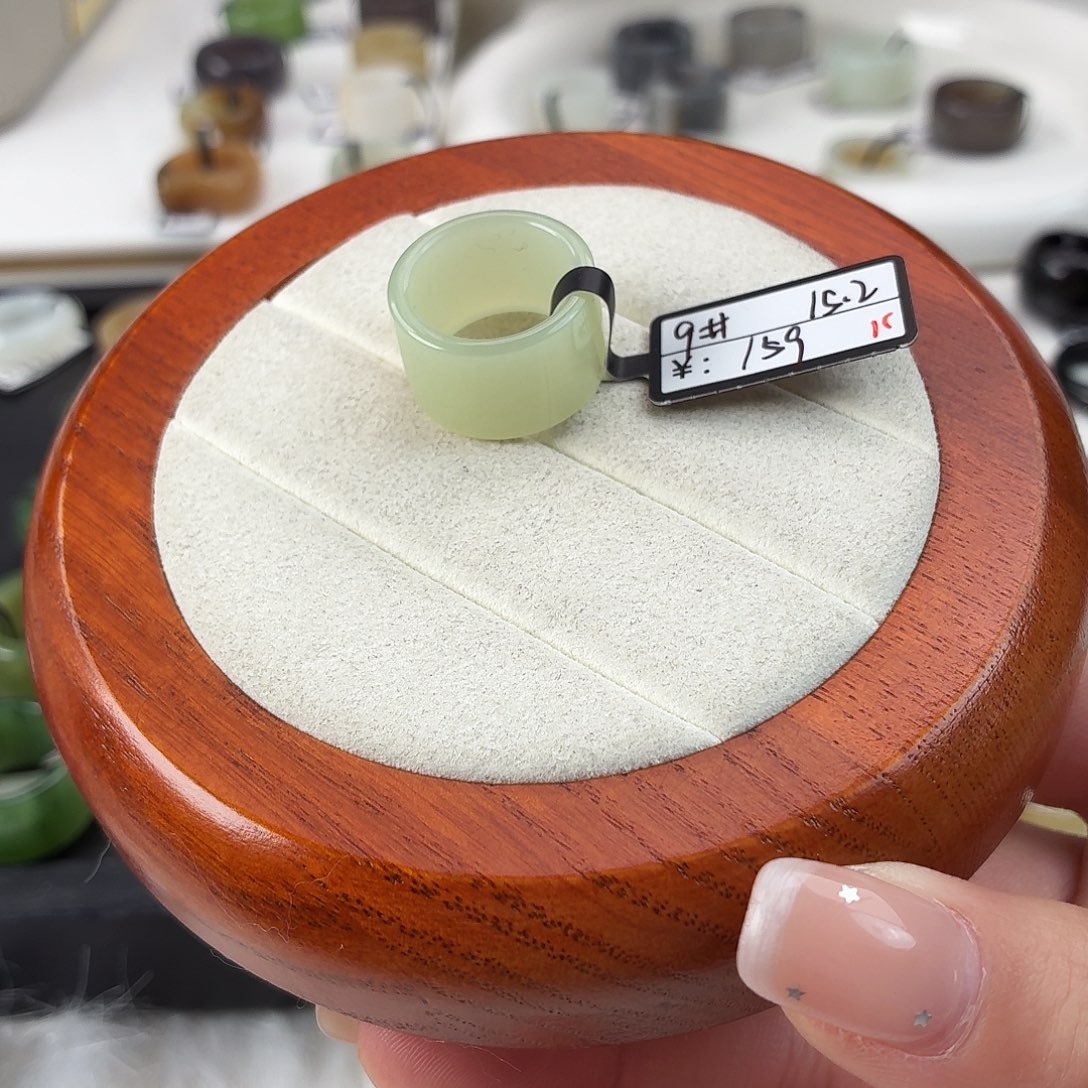 和田玉未镶嵌戒指Q45晴水圆切内径14.8