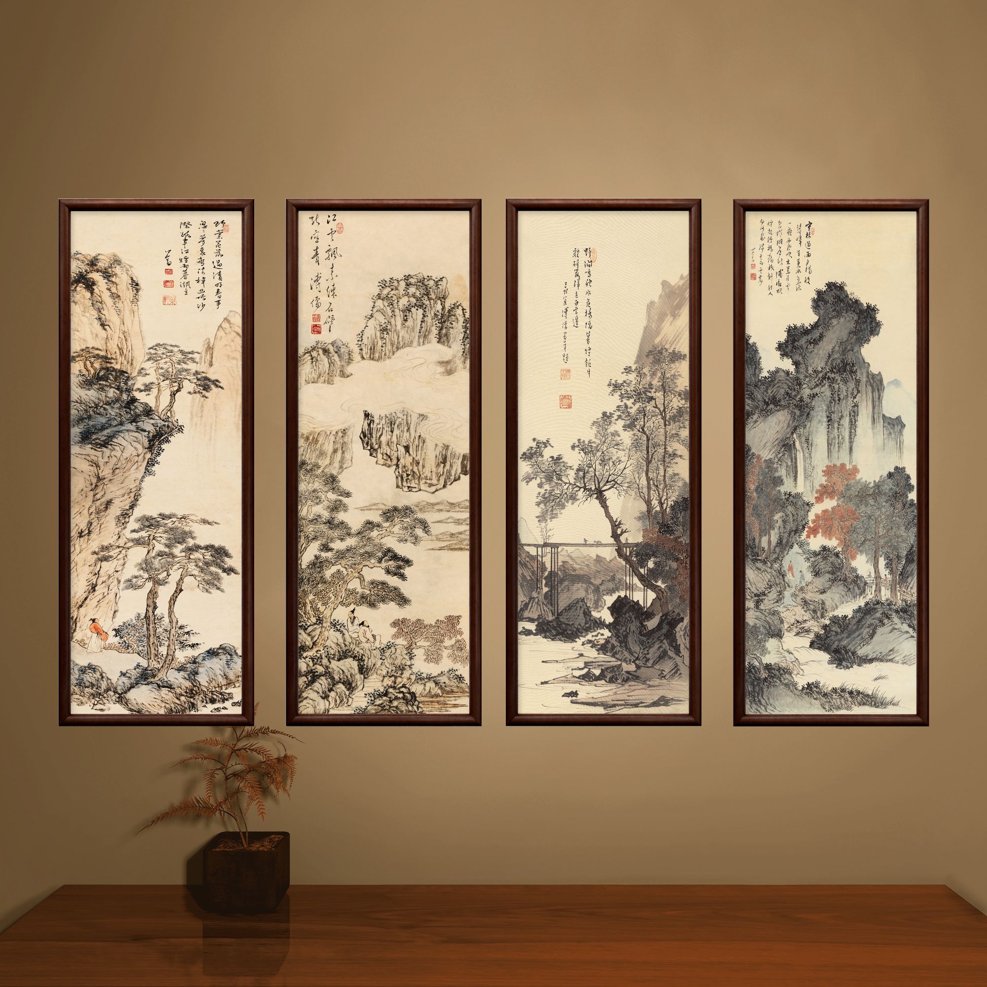 779- 35*95松林诗意玄关走廊书房茶室办公室实木装饰画