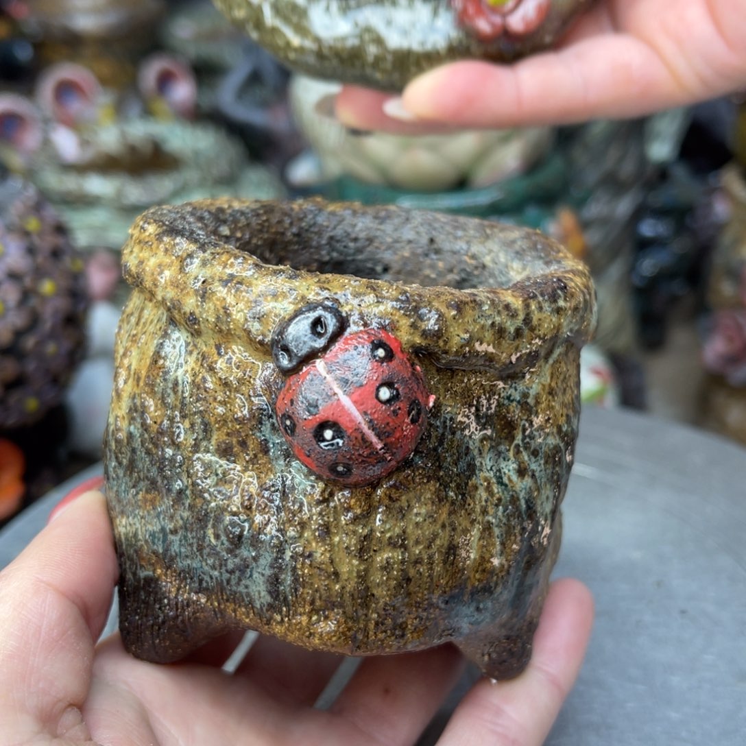 红陶l**u粗砂陶手工花盆