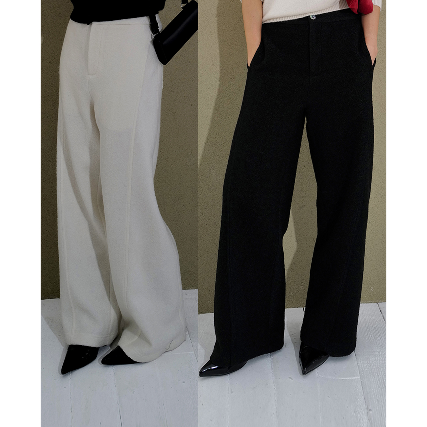 特殊圈圈纱肌理 黑白 女后松紧立裁休闲裤长卫裤193100