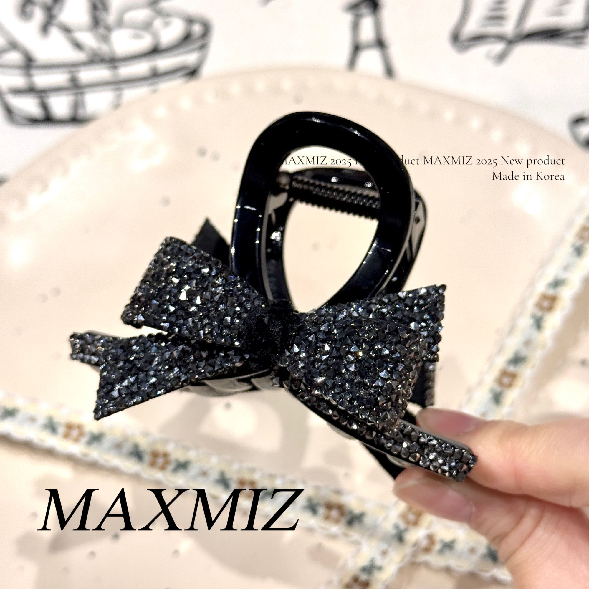 东大门 韩国新款轻奢双面砂糖蝴蝶结抓夹百搭 2258