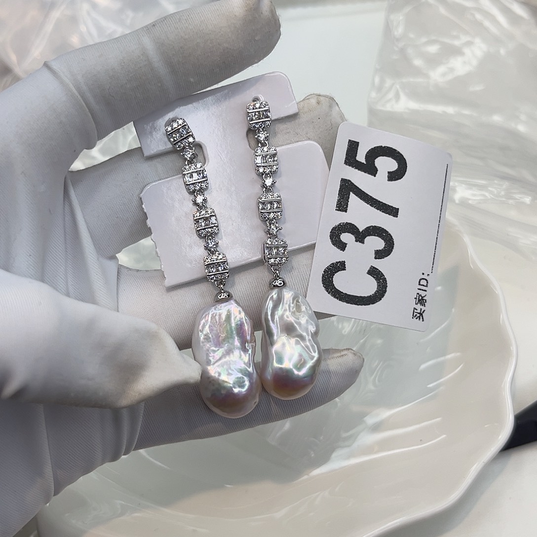 淡水珍珠耳饰合金