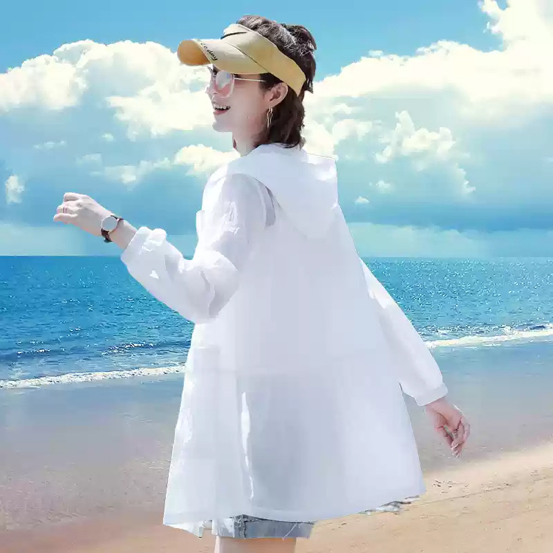 白色防晒衣女夏季长袖2025新款洋气防晒服宽松透气薄款旅游防晒衫