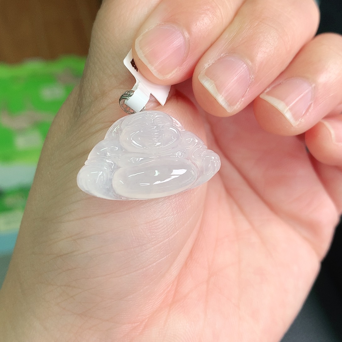 翡翠颈饰18K金镶嵌冰胶佛公