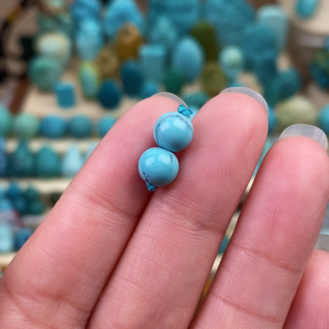 绿松石珠宝奇石未镶嵌6.5mm