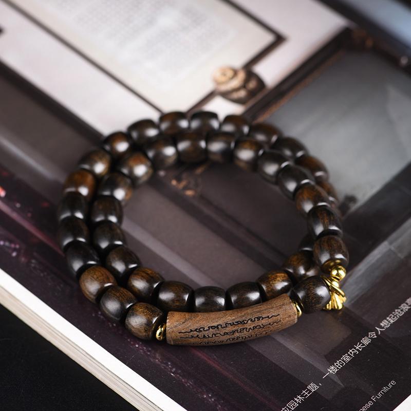 增香沉香木P6 沉香木双圈手串 无礼盒