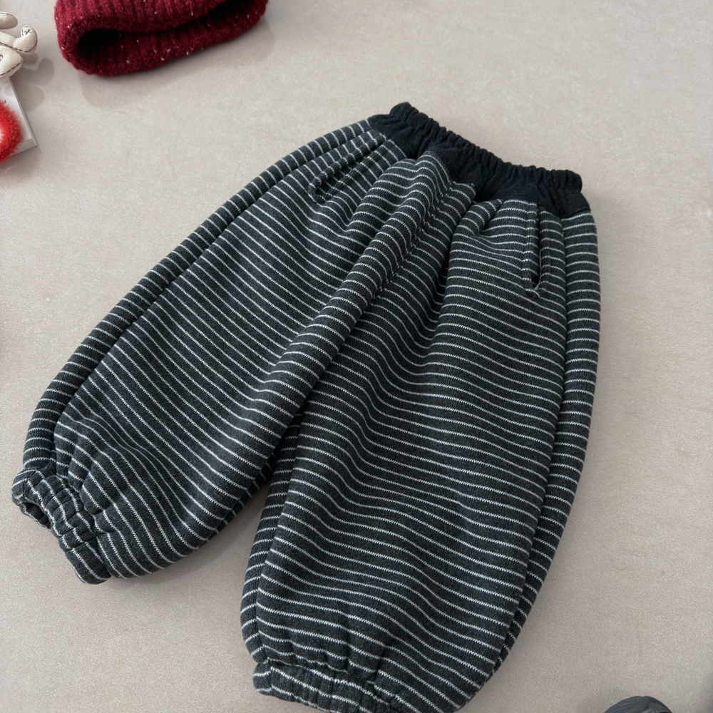 【加绒超厚】男女儿童秋冬新款韩版百搭时尚条纹网红卫裤