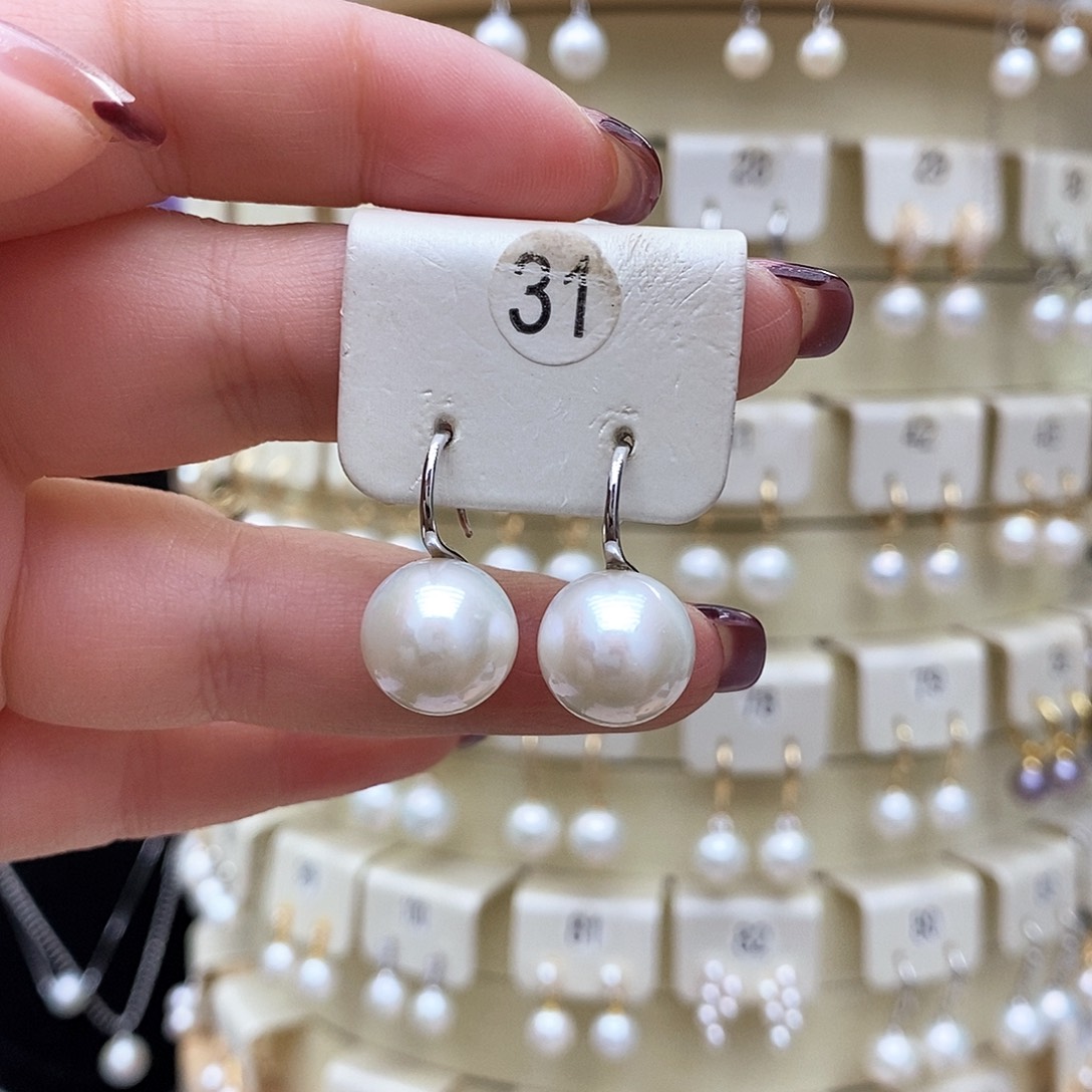 淡水珍珠耳饰银S925镶嵌