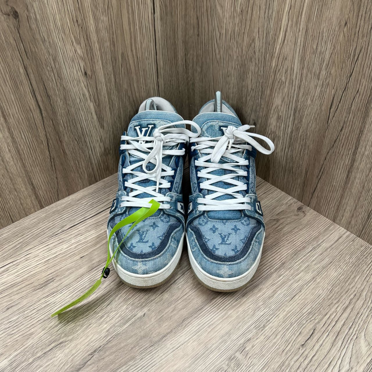 90新 LouisVuitton/路易威登 Trainer 蓝色牛仔板鞋 40.5码/无配