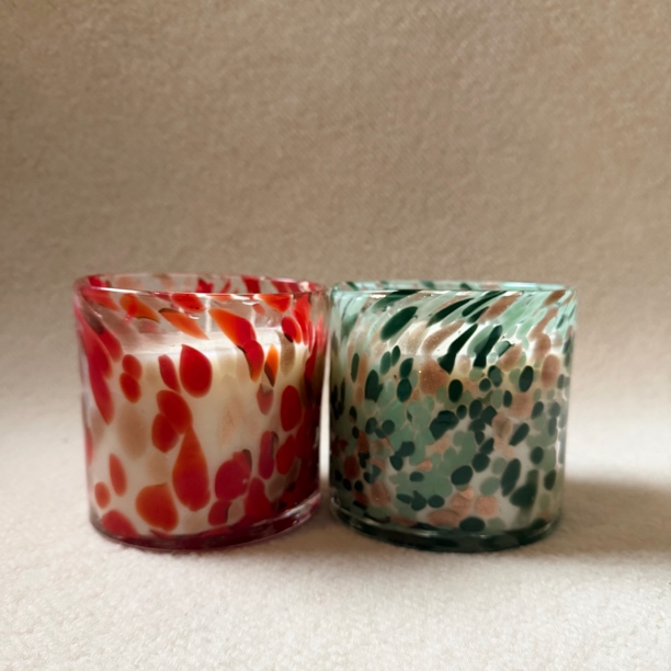 大号彩点手工琉璃杯香薰蜡烛