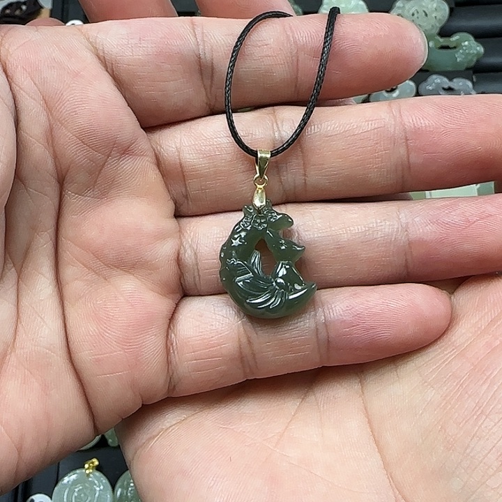 和田玉吊坠(不含链)银S925镶嵌