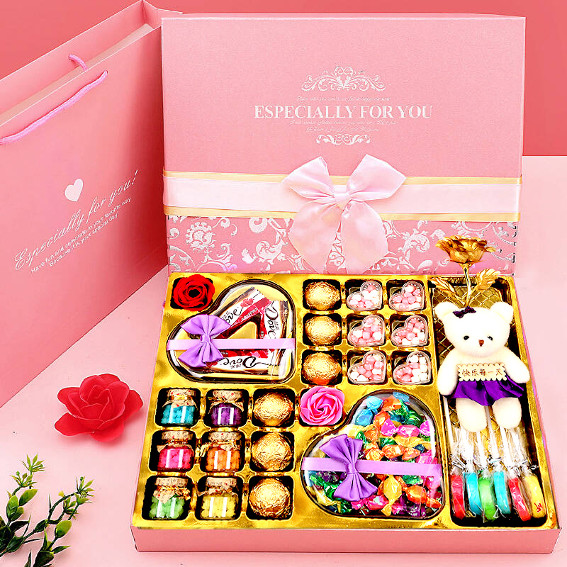 情人节夹心巧克力送闺蜜男女朋友生日糖果大礼包礼盒孩子零食